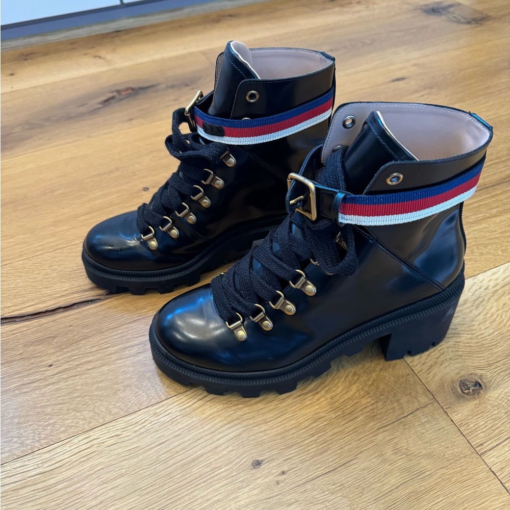 Gucci Sylvie Leather Ankle Boots